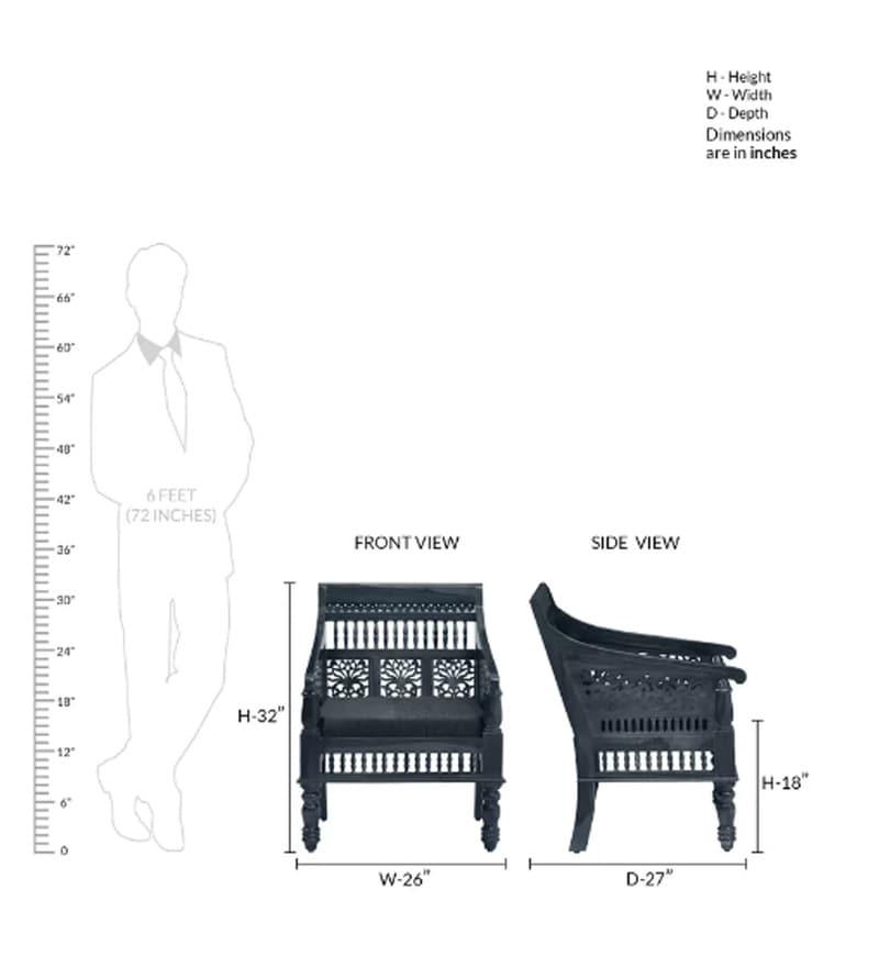 Wooden Intricate Motif Designs Couches (1 Seater Sofa) - WoodenTwist