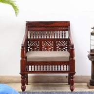 Wooden Intricate Motif Designs Couches (1 Seater Sofa) - WoodenTwist