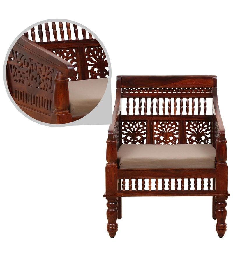 Wooden Intricate Motif Designs Couches (1 Seater Sofa) - WoodenTwist