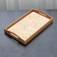 Natural Bamboo Wood Designer Large Serving Tray - styled view