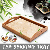 Natural Bamboo Wood Designer Large Serving Tray - side view