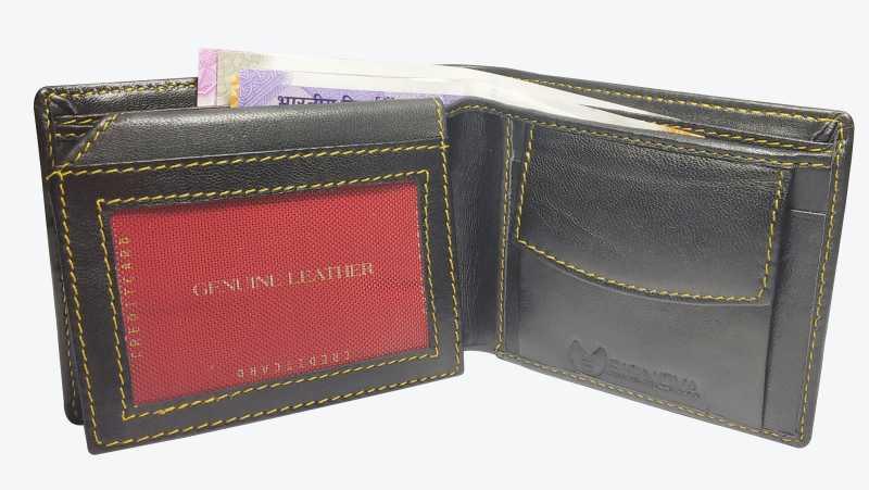 Men Black Artificial Leather Wallet (3 Card Slots) - WoodenTwist