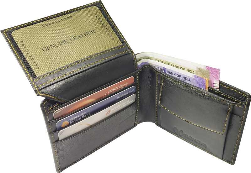 Men Black Artificial Leather Wallet (3 Card Slots) - WoodenTwist