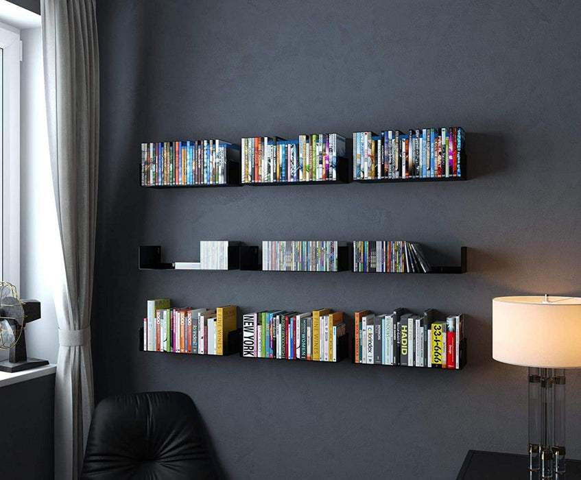 Wall Mount Metal Wall Shelf Storage Display Bookcase Book Shelf (Set of 2) - WoodenTwist