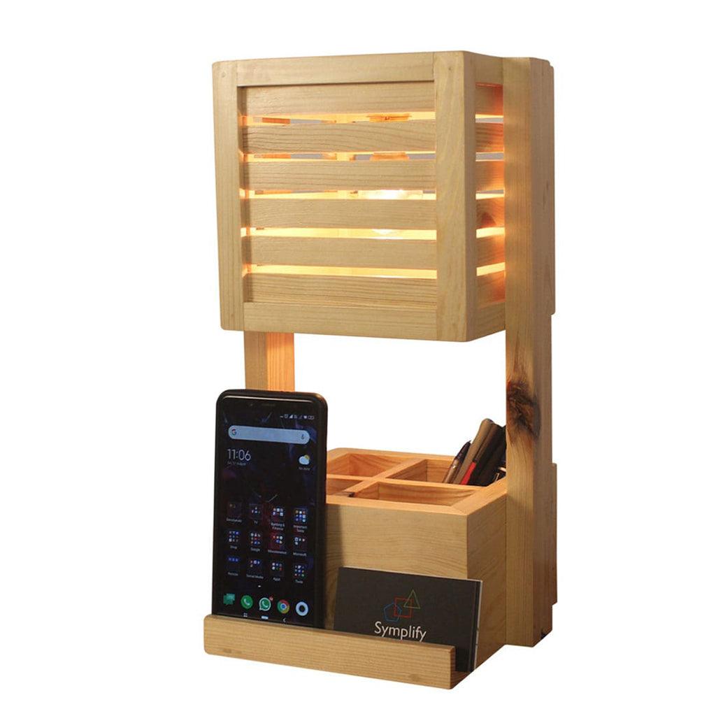 Minister Wooden Table Lamp With Mobile Stand - WoodenTwist