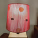 Moby Beige Wooden Table Lamp with Red Printed Fabric Lampshade - WoodenTwist