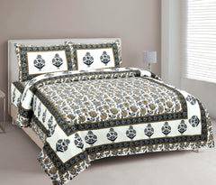 Rajasthani Traditional Jaipuri King Size Double Bedsheet with Two Pillow Covers - WoodenTwist