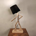 Moonwalker Beige Wooden Table Lamp with Black Fabric Lampshade - WoodenTwist