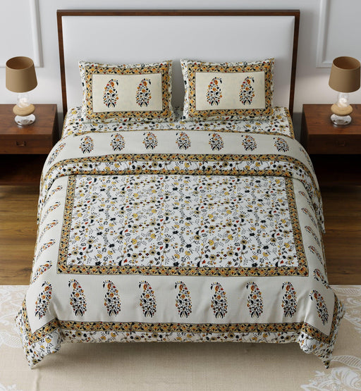 Rajasthani Traditional Jaipuri King Size Double Bedsheet with Two Pillow Covers - WoodenTwist