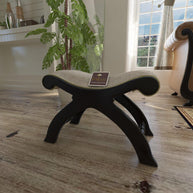 Snooze Acacia Wood Ottoman Stool - front view
