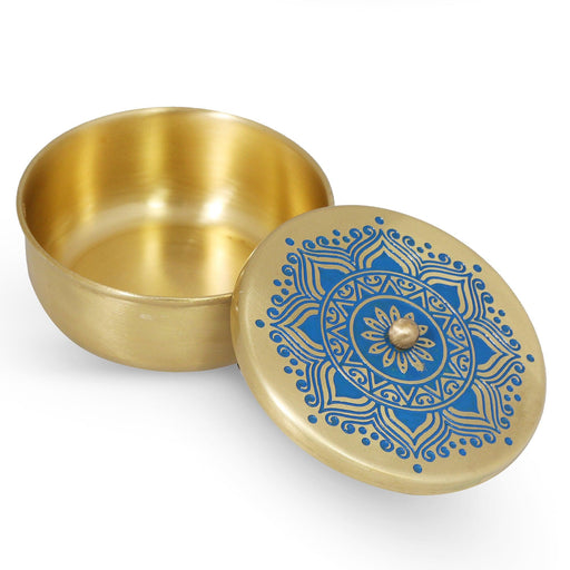 Brass Nut Bowl (Golden & Blue) - WoodenTwist