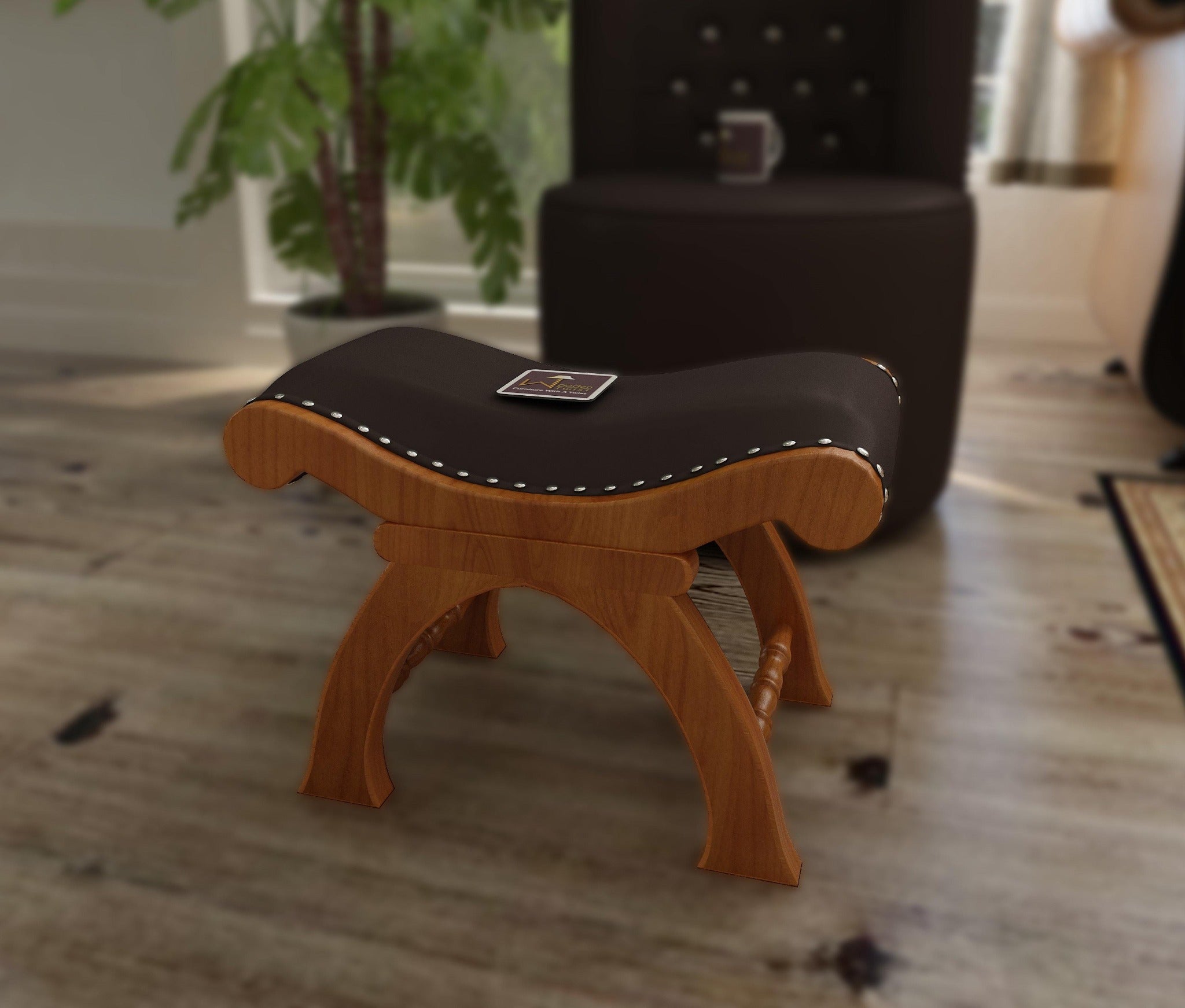 Wooden Stool Chair with Cushion - WoodenTwist