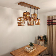 Oblique Brown 5 Series Hanging Lamp - WoodenTwist