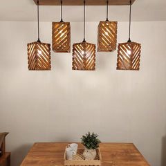 Oblique Brown 5 Series Hanging Lamp - WoodenTwist