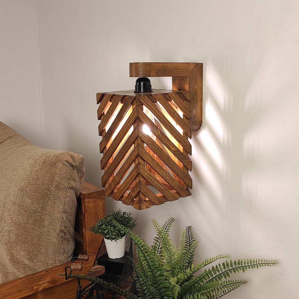 Oblique Brown Wooden Wall Light - WoodenTwist