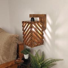 Oblique Brown Wooden Wall Light - WoodenTwist