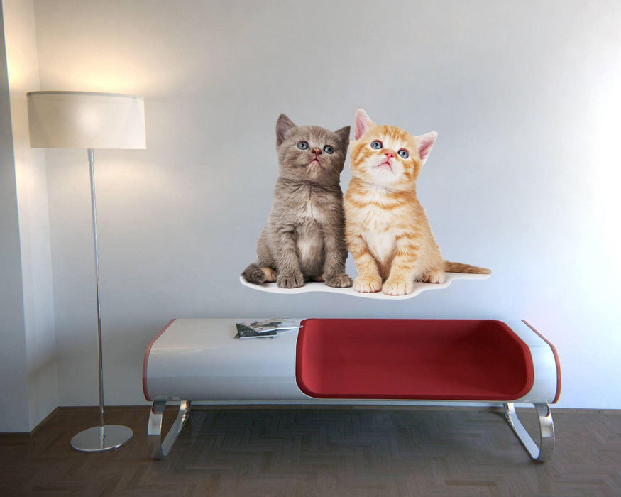 Two Kittens Wall Sticker - WoodenTwist