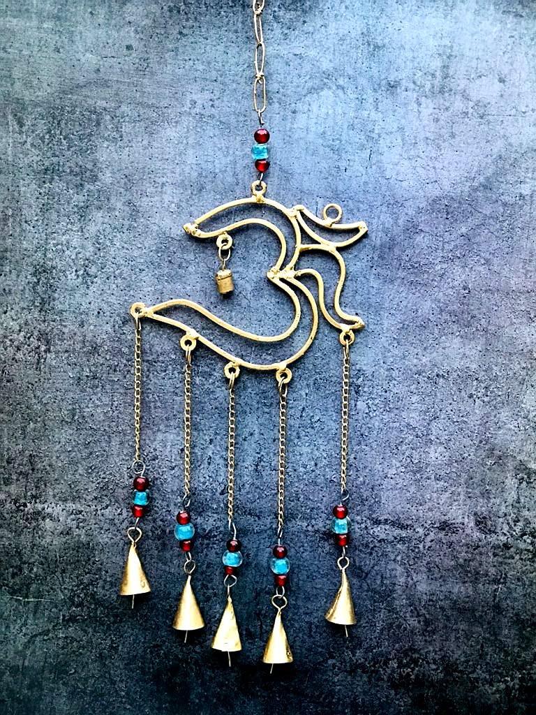 Metal Windchime Wall Hanging, Feng Shui, Wall Art, Wall Decor, Rustic Wall Hangings, - WoodenTwist