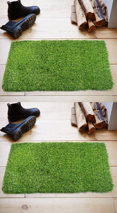 Anti Skid Natural Green Grass Doormat (Set of 2) - WoodenTwist