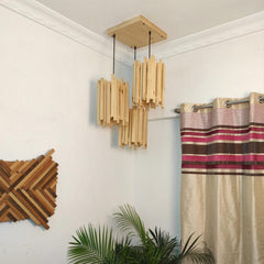 Palisade Beige Wooden Cluster Hanging Lamp - WoodenTwist