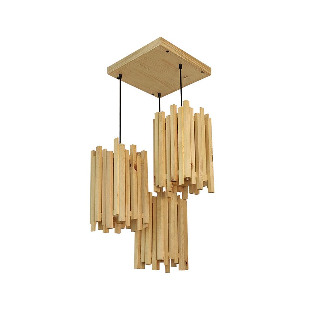 Palisade Beige Wooden Cluster Hanging Lamp - WoodenTwist