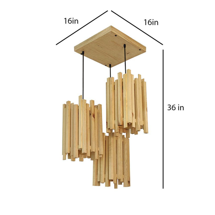 Palisade Beige Wooden Cluster Hanging Lamp - WoodenTwist