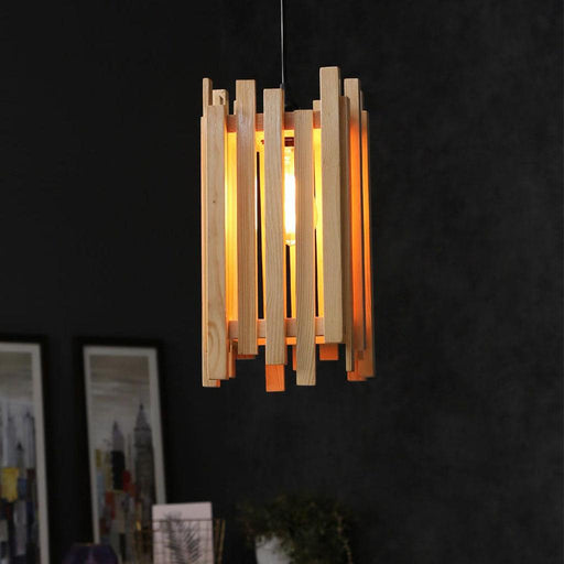 Palisade Beige Wooden Single Hanging Lamp - WoodenTwist