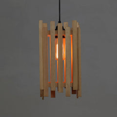 Palisade Beige Wooden Single Hanging Lamp - WoodenTwist