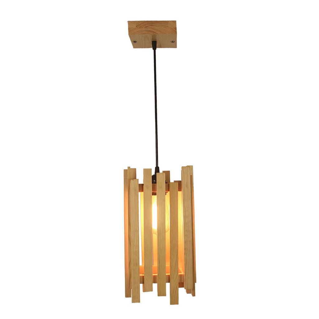 Palisade Beige Wooden Single Hanging Lamp - WoodenTwist