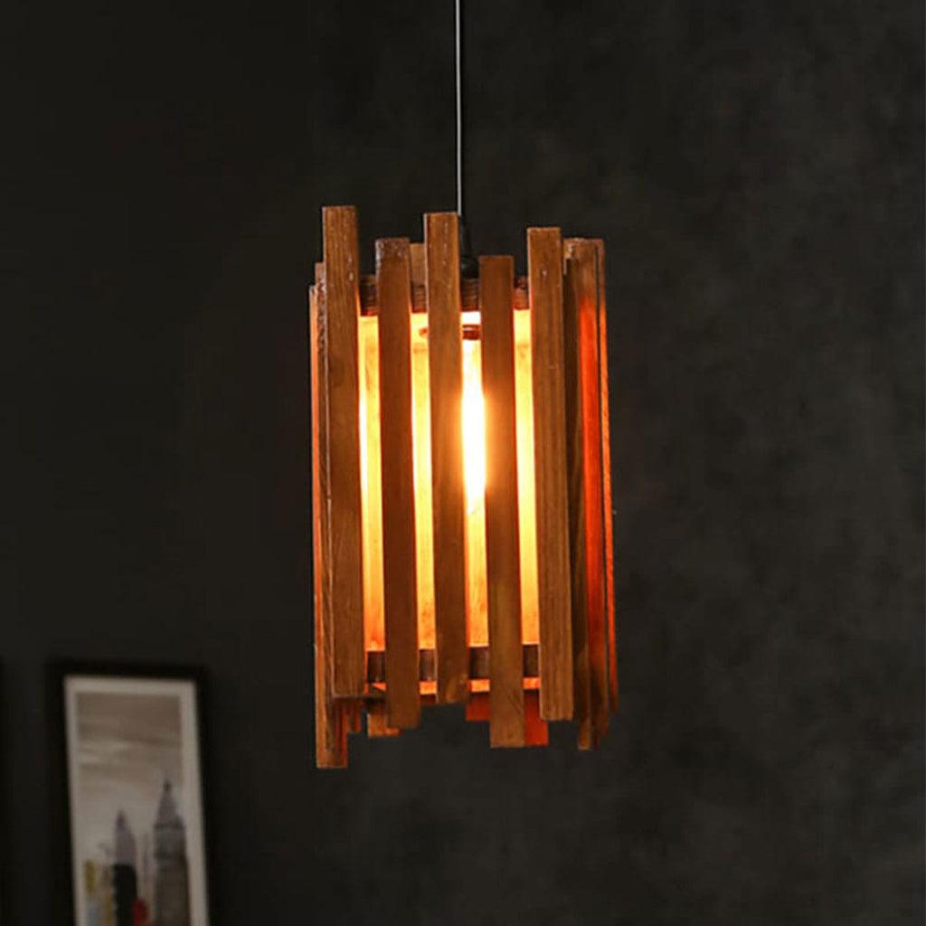 Palisade Brown Wooden Single Hanging Lamp - WoodenTwist