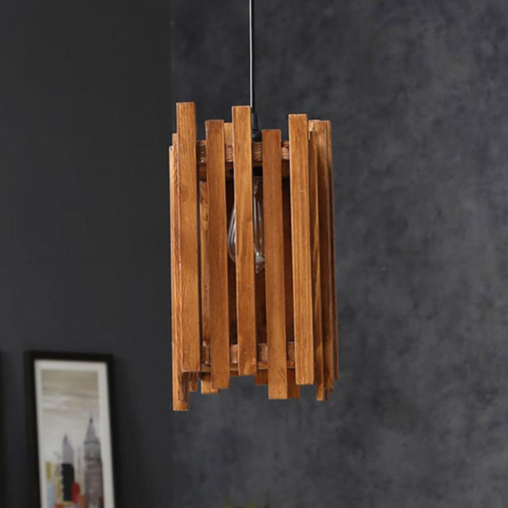 Palisade Brown Wooden Single Hanging Lamp - WoodenTwist