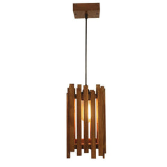 Palisade Brown Wooden Single Hanging Lamp - WoodenTwist