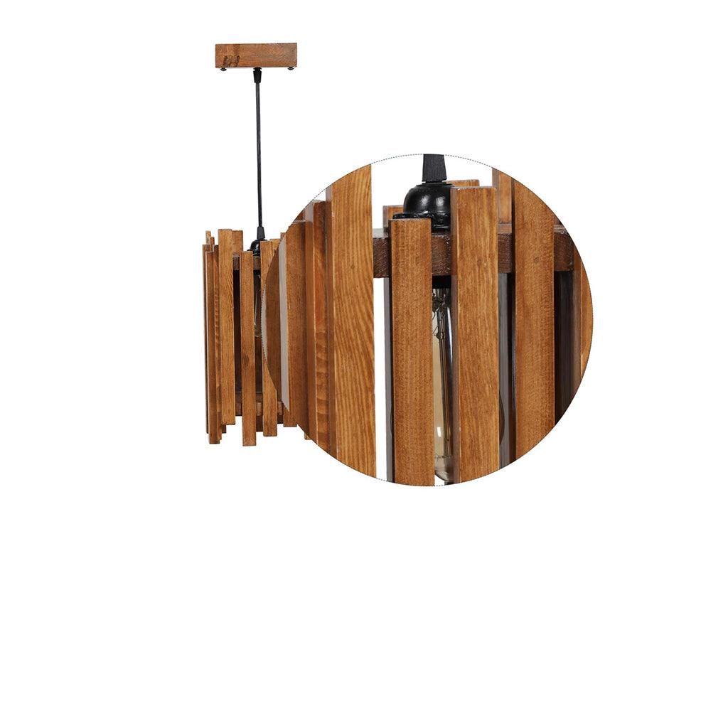 Palisade Brown Wooden Single Hanging Lamp - WoodenTwist