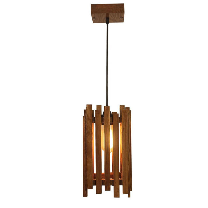 Palisade Brown Wooden Single Hanging Lamp - WoodenTwist