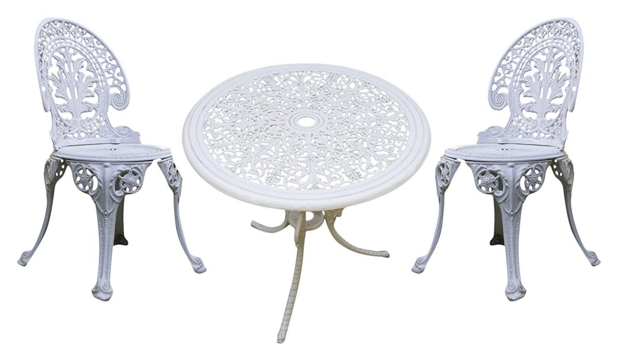 Regalia Series 1 Round Table & 2 Chairs in White Finish - WoodenTwist