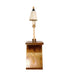 Patrice Wooden Floor Lamp with Brown Base and Jute Fabric Lampshade - WoodenTwist