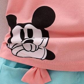 Raafi Summer Baby girls Tee With Shorts Peach & Blue - WoodenTwist