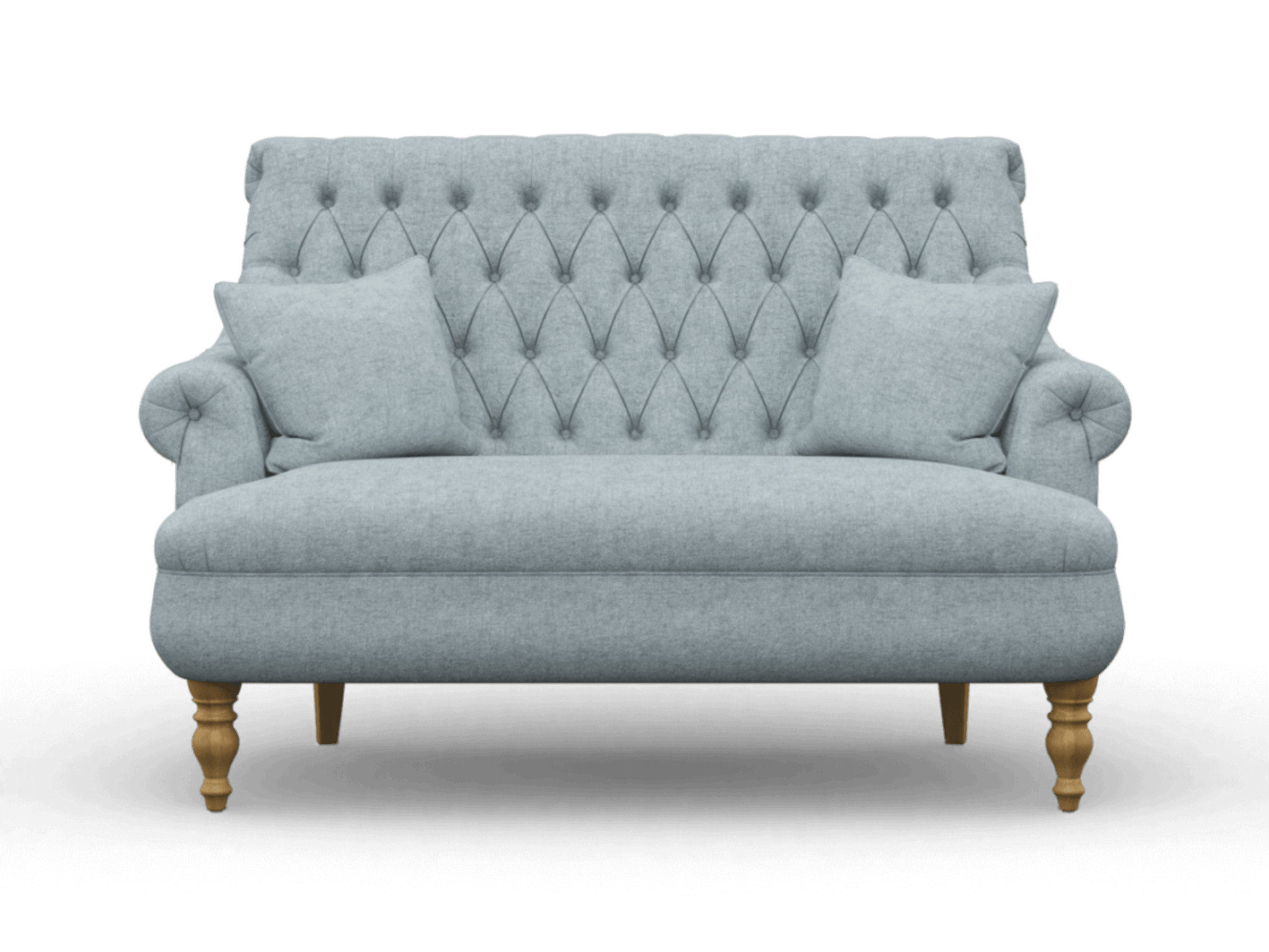 Premium Compact 2 Seater Sofa With Legs In Teak Finish For Backrest Co