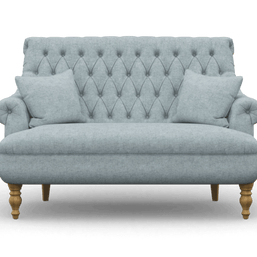 Premium Compact 2 Seater Sofa With Legs In Teak Finish With Cushions - WoodenTwist