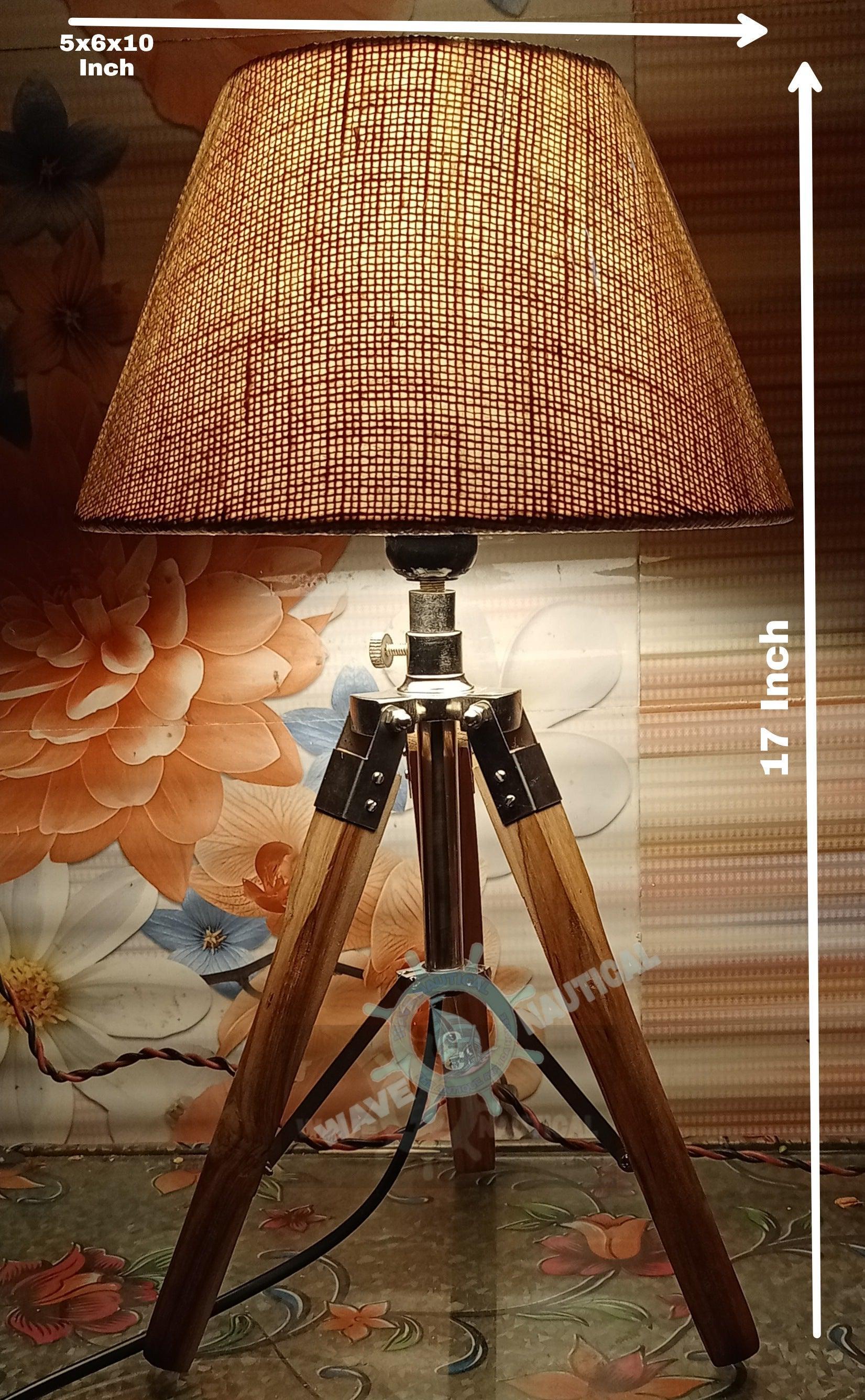 Wooden Tripod Table Lamp with Jute Shade
