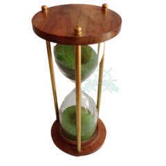 5 Minutes Brass and Wood Sand Timer Hourglass Sand - WoodenTwist