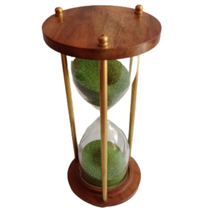 5 Minutes Brass and Wood Sand Timer Hourglass Sand - WoodenTwist