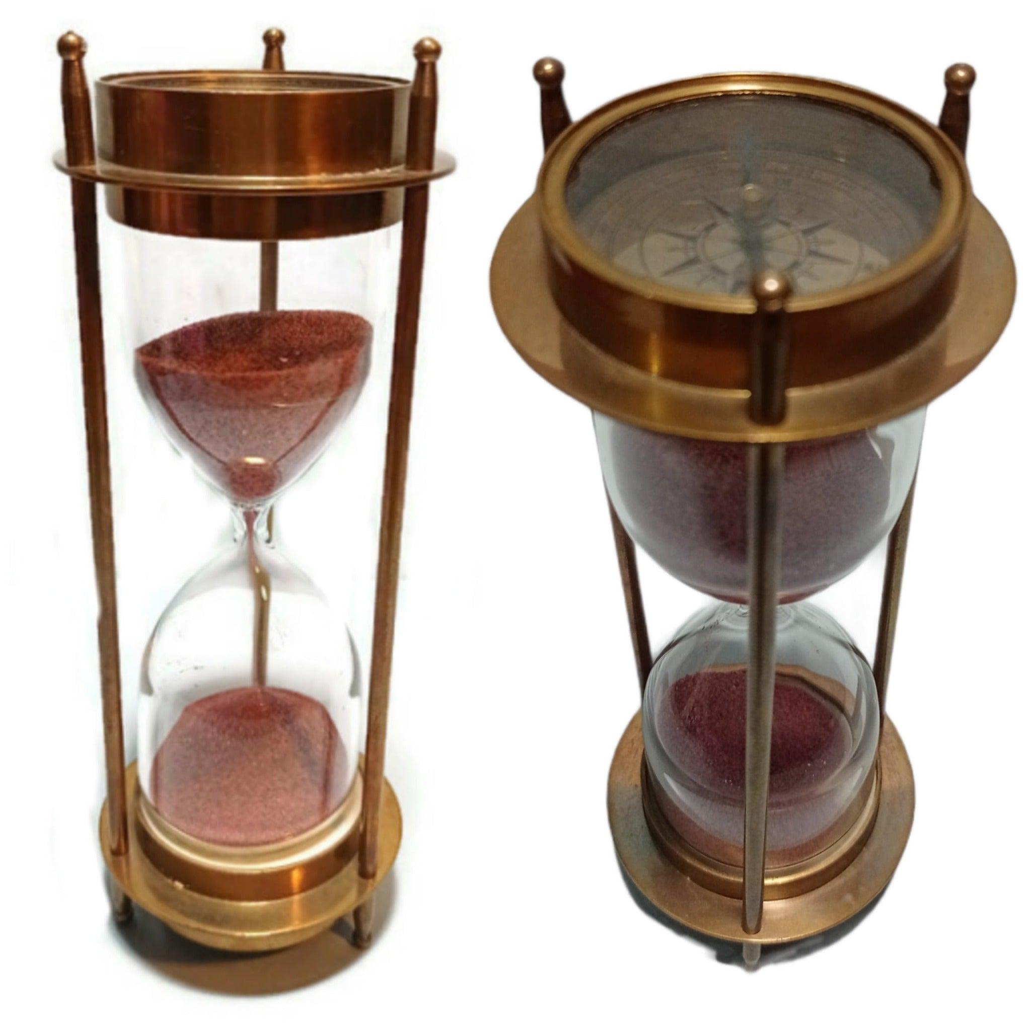 5 Minutes Brass Sand Timer Hourglass Timer - WoodenTwist