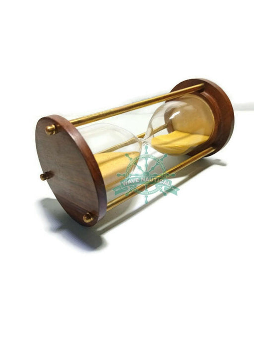 5 Minutes Brass And Wood Sand Timer Hourglass - WoodenTwist