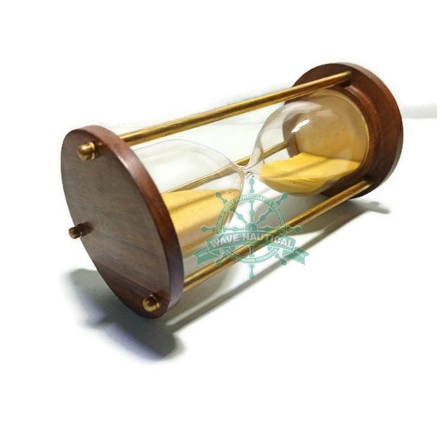 5 Minutes Brass And Wood Sand Timer Hourglass - WoodenTwist