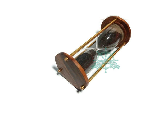 5 Minutes Brass and Wood Sand Timer Hourglass - WoodenTwist