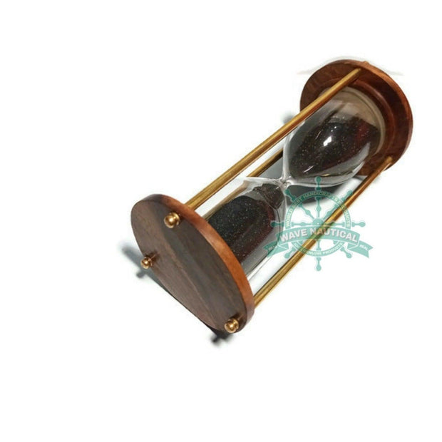 5 Minutes Brass and Wood Sand Timer Hourglass - WoodenTwist
