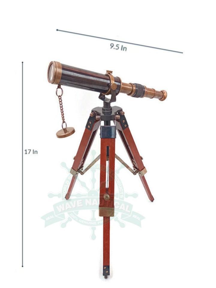 Decorative Maritime Brass Telescope with Adjustable Tripod Stand - WoodenTwist
