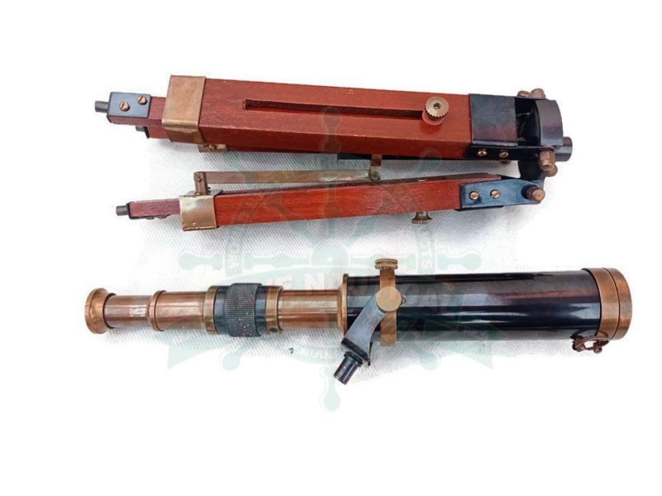 Decorative Maritime Brass Telescope with Adjustable Tripod Stand - WoodenTwist