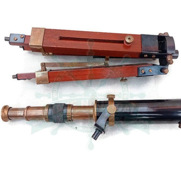 Decorative Maritime Brass Telescope with Adjustable Tripod Stand - WoodenTwist